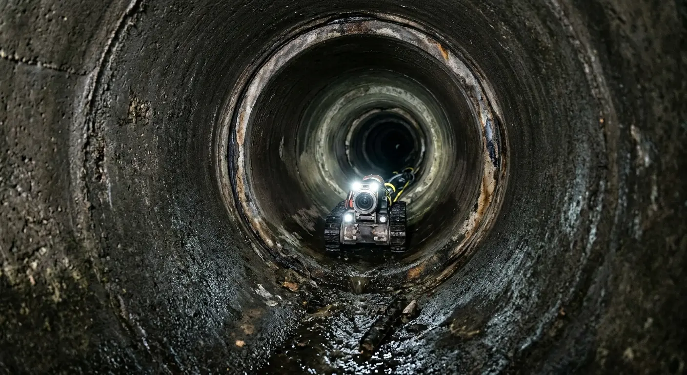 Robotic sewer camera inspecting pipe interior for Drain Snake Service in West Pensacola